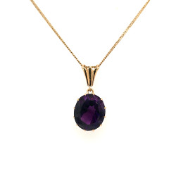 Pre Owned 9ct Amethyst Pendant and Chain ZU749